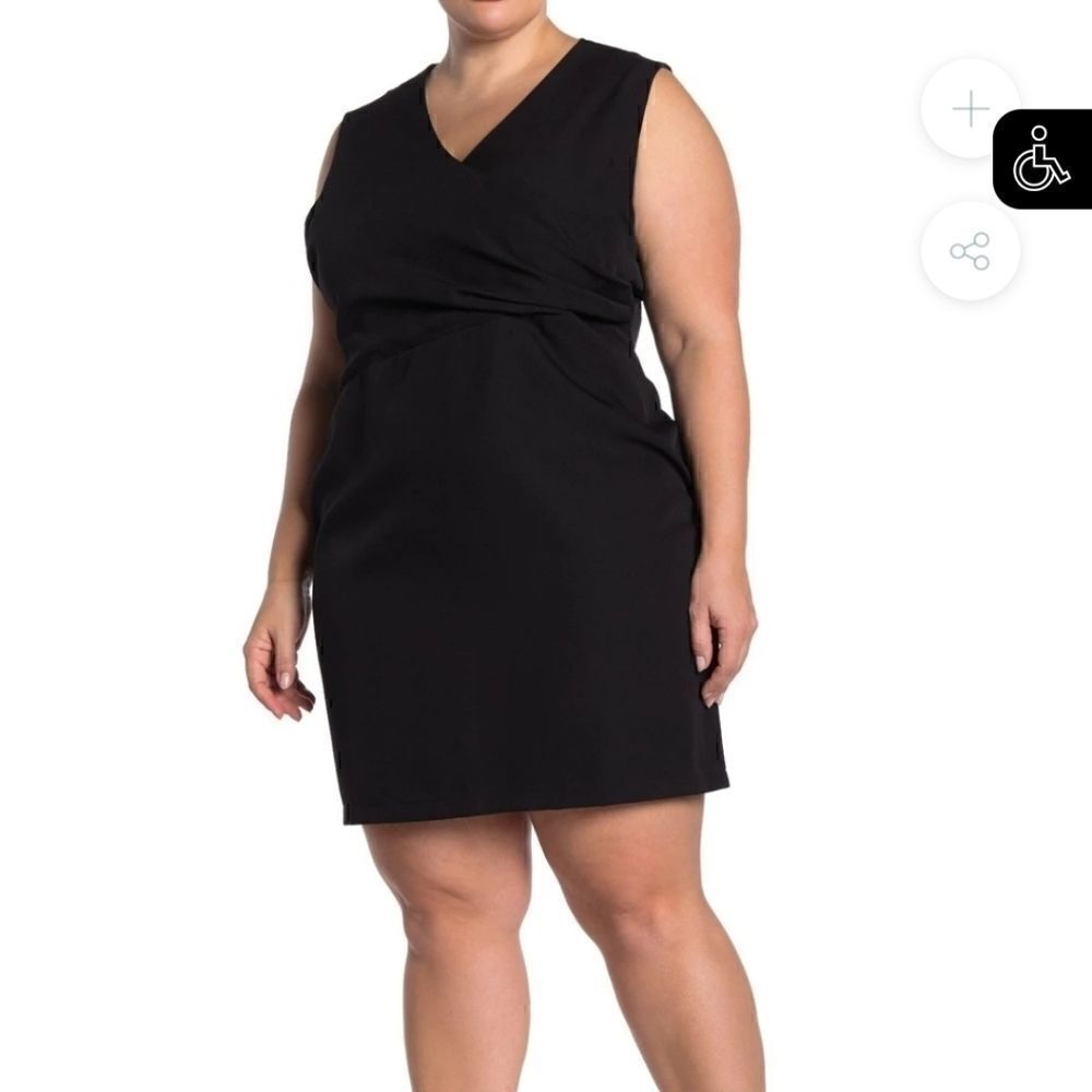 Alexia Admor KYLIE V Neck Dress black 1x NWOT